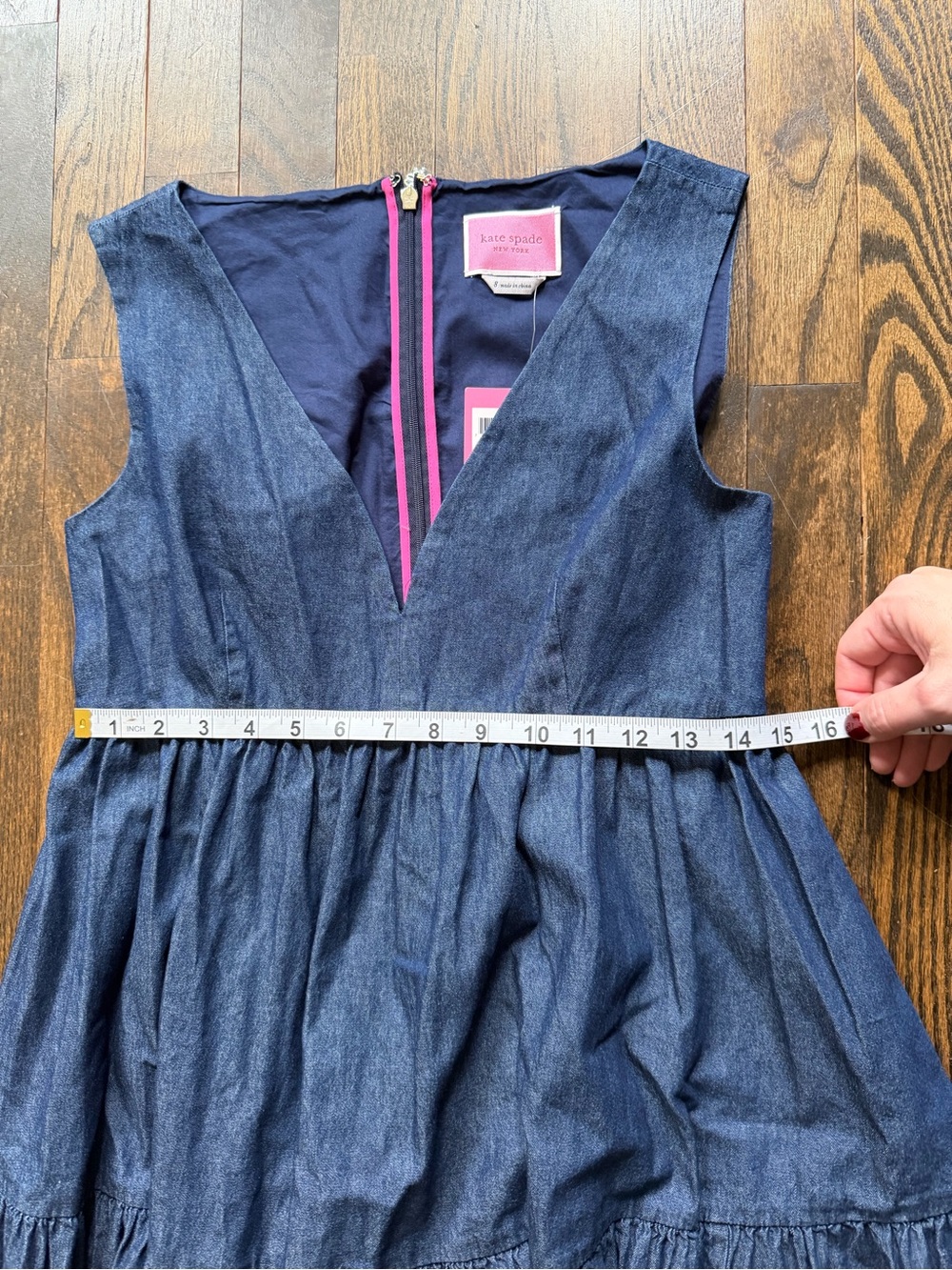 NWT kate spade Denim Tiered V-Neck Midi Dress - Picture 5 of 8
